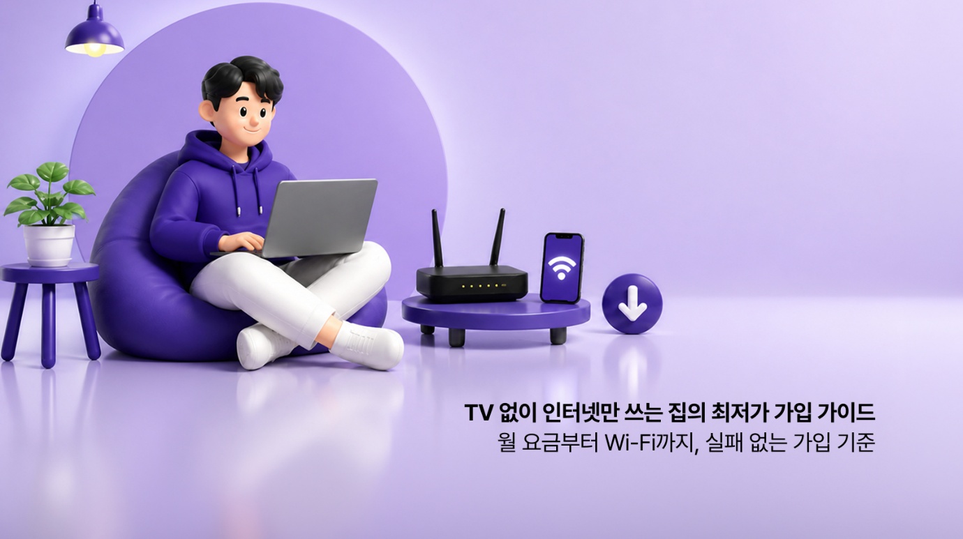 TV 없이 인터넷만 쓰는 집의 최저가 가입 가이드 — T 다이렉트샵에서만 되는 바로할인과 우리 집 맞춤 속도·Wi-Fi 구성까지 한눈에